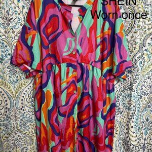 Colorful Button-Up Dress